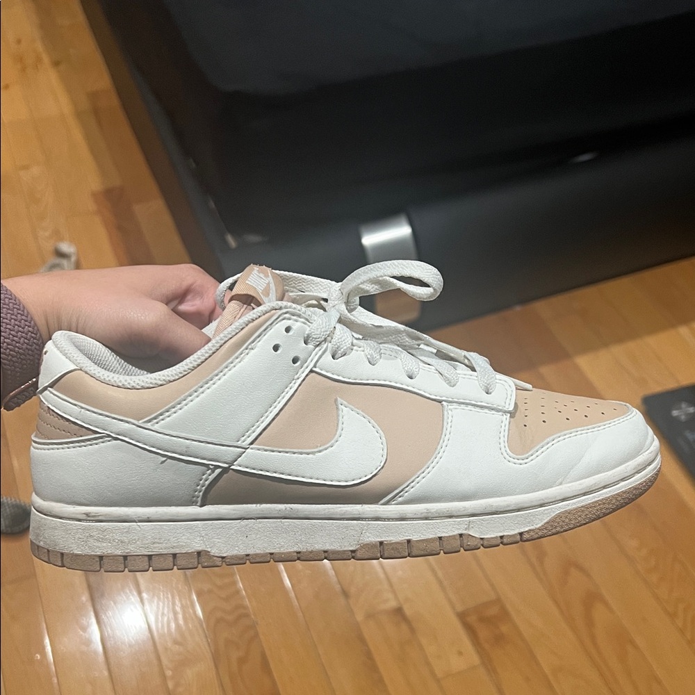 Nike White and Tan Low-Top Sneakers